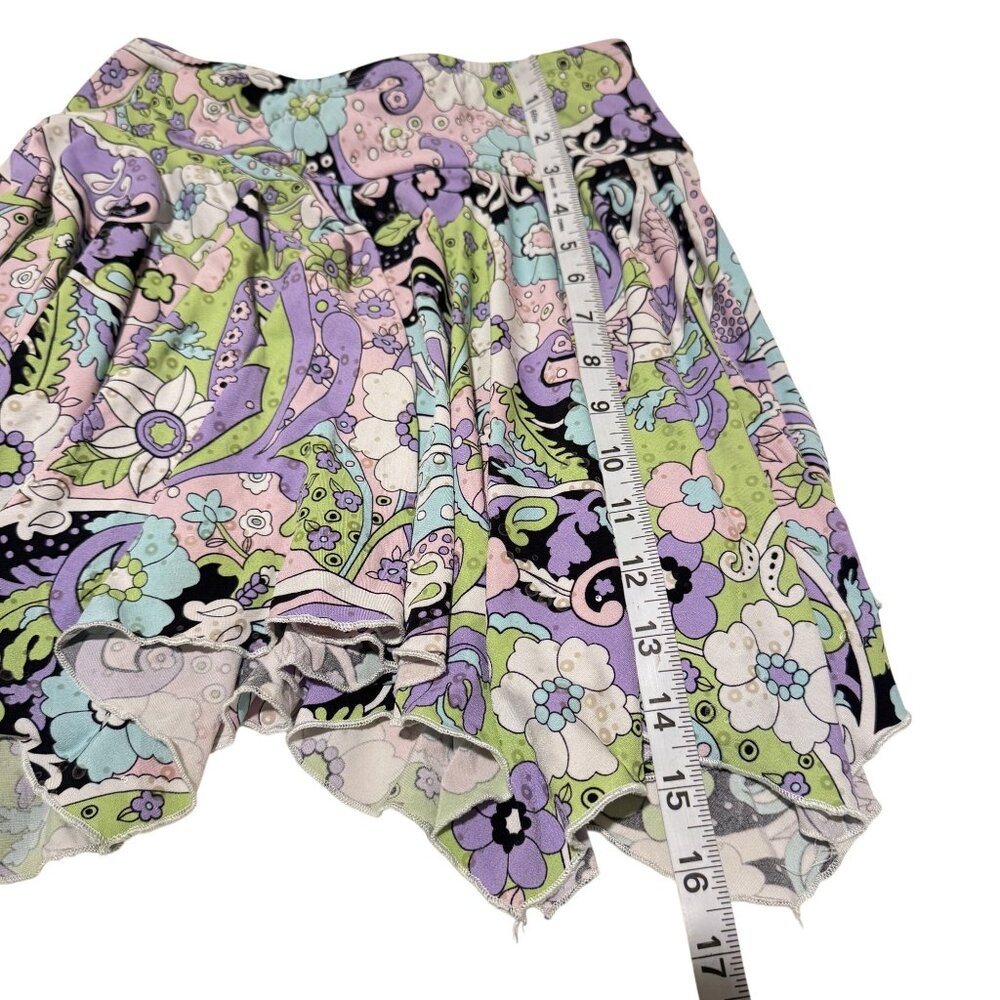 Vintage Plum Skirt Womens Multicolor Paisley Floral Flare Sequins Mini Size 12 S - Picture 5 of 6